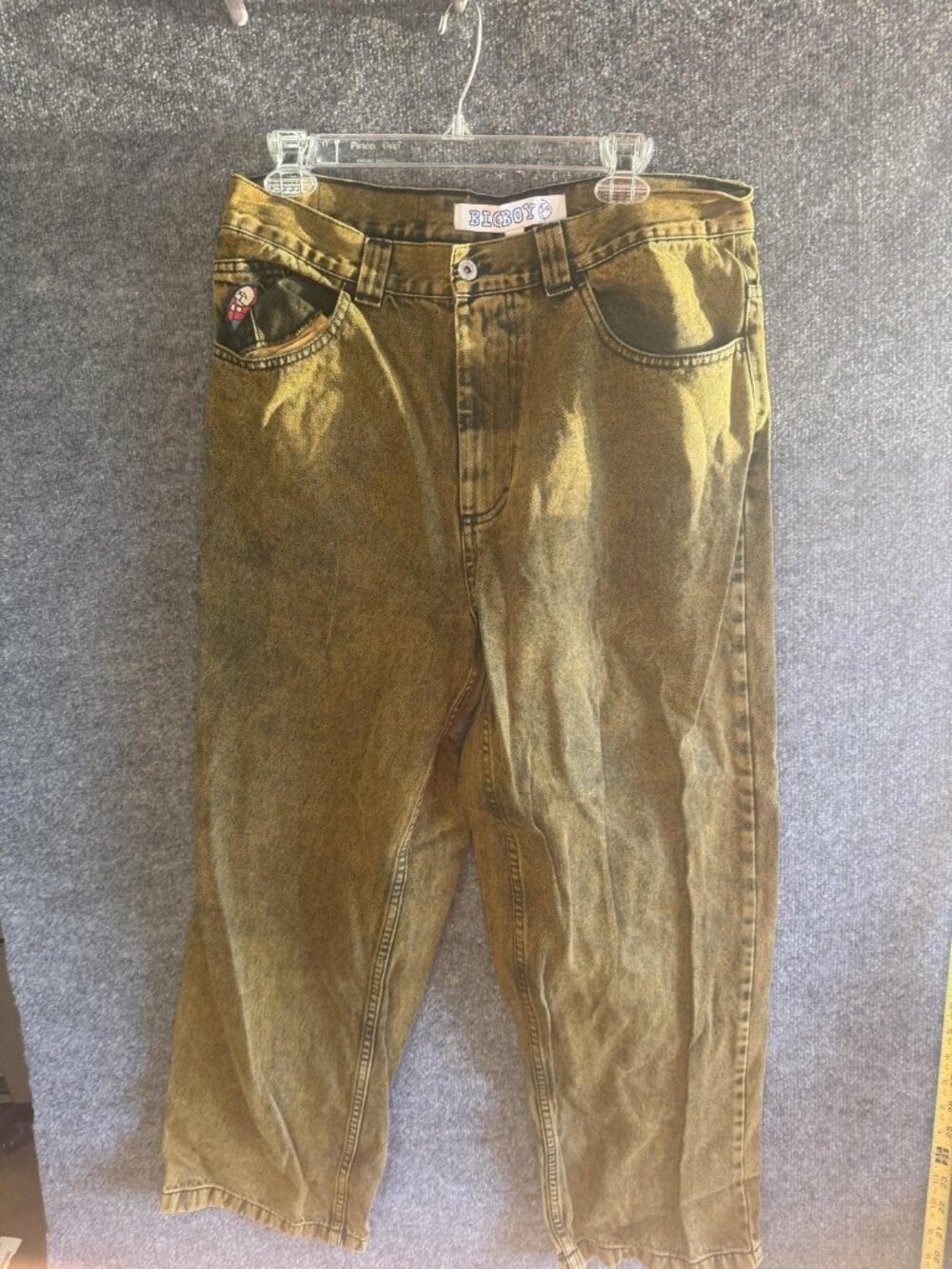 Big Boy Jeans Mens Medium Brown Acid Wash Relaxed Tapered Denim Pants Casual